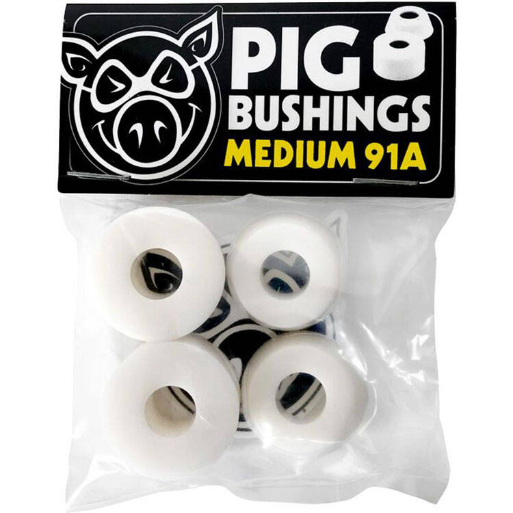 Pig Wheels Medium Skateboard Bushings - White 91a
