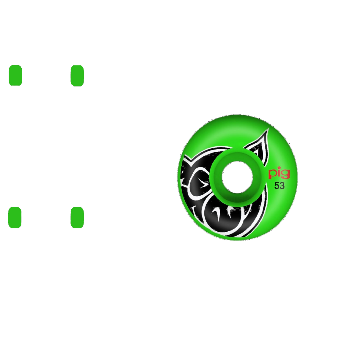 Pig US Made Pig Head Skateboard Wheels 53mm - Green