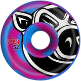 Pig US Made Swirls Skateboard Wheels 52mm - Blue/Pink
