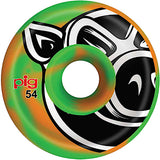 Pig US Made Swirls Skateboard Wheels 54mm - Green/Orange