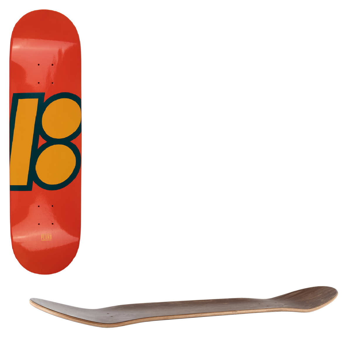 Plan B Full Dipper Shifted Skateboard Deck - Orange 8.375"