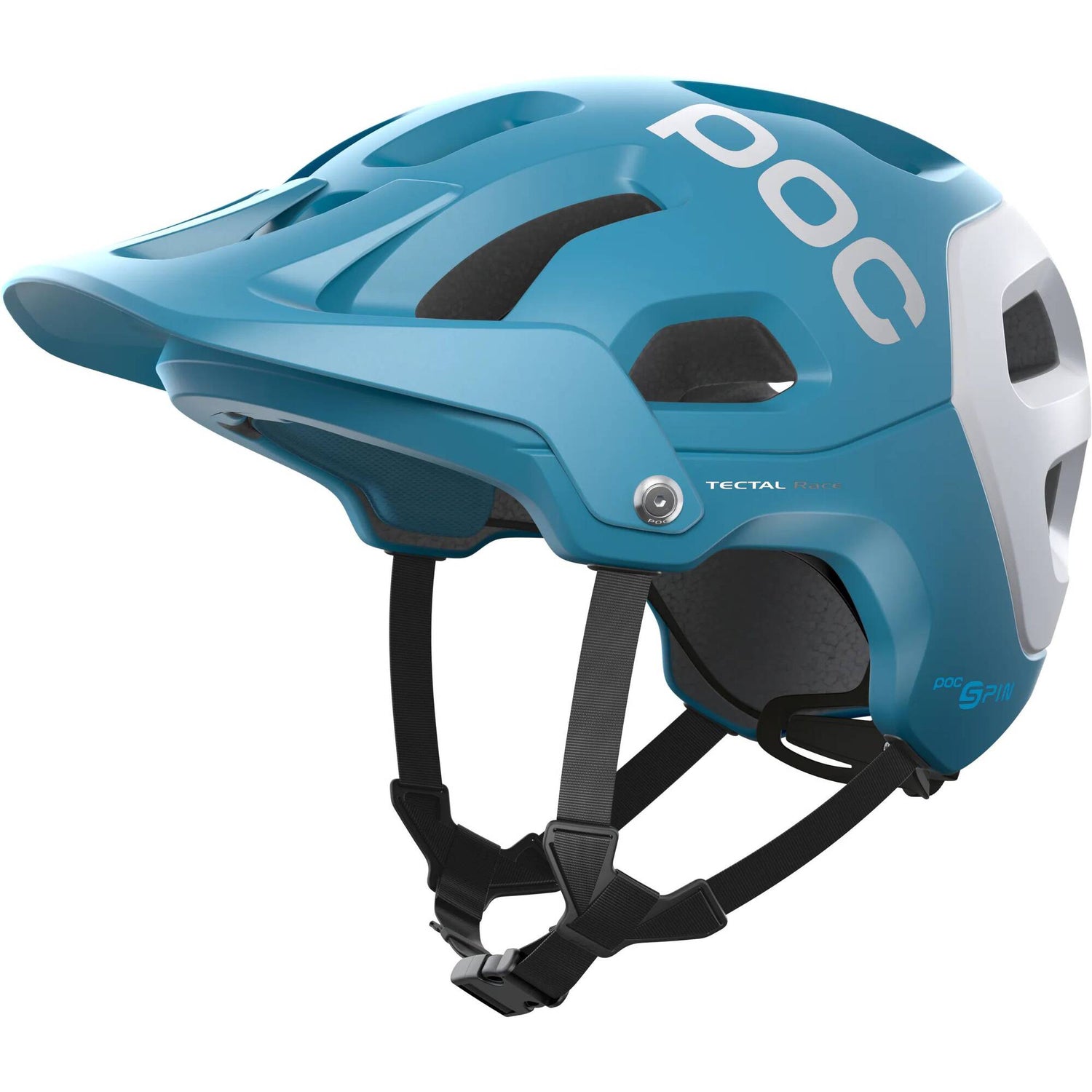 POC Tectal Race SPIN Helmet - Basalt Blue/Hydrogen White Matte