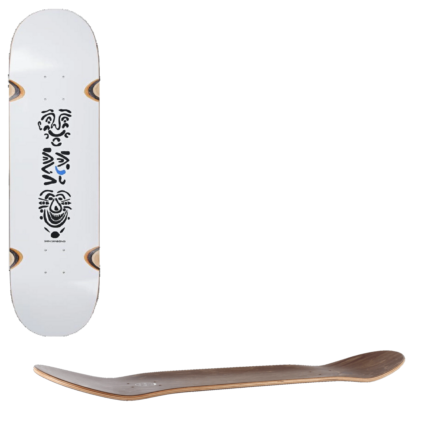 Polar Shin Sanbongi Faces (Wheel Well) Skateboard Deck - White 8.25''