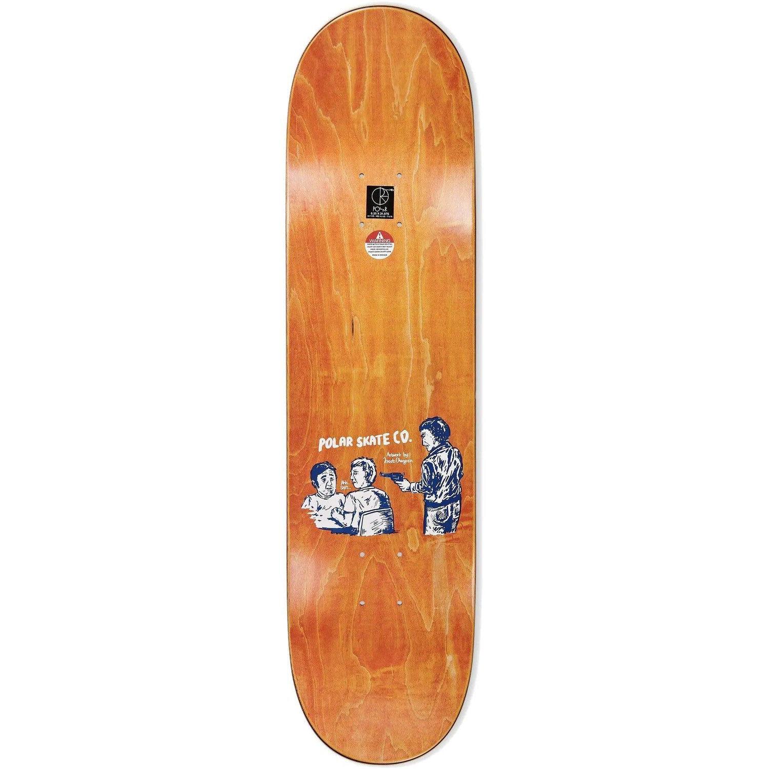 Polar Paul Grund Cold Streak Skateboard Deck - Orange 8.25''