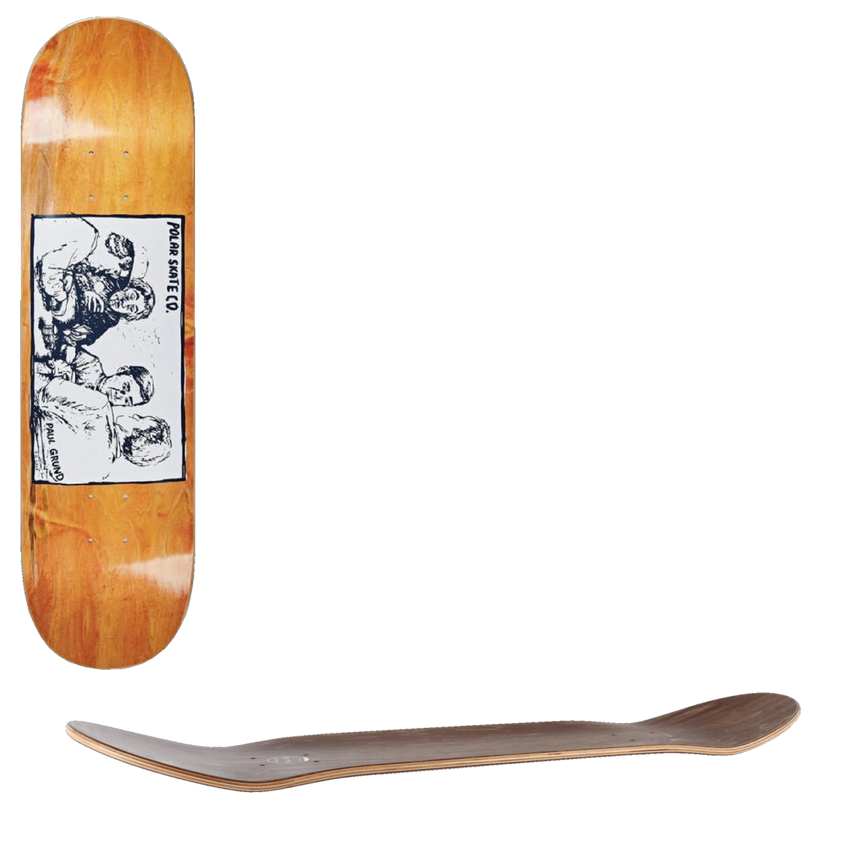 Polar Paul Grund Cold Streak Skateboard Deck - Orange 8.25''
