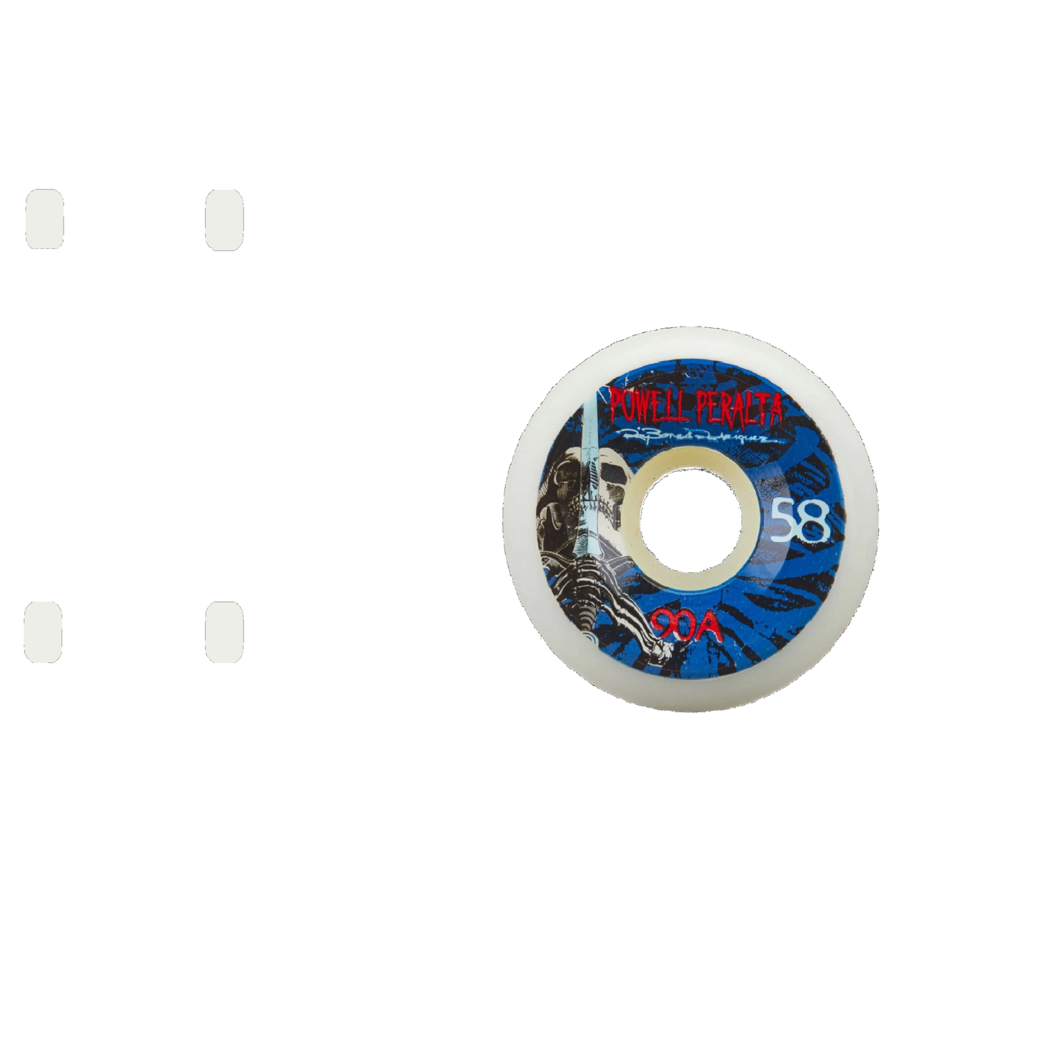 Powell Peralta Rodriguez Skull & Sword 4 90a Skateboard Wheels - White 58mm (Pack of 4)