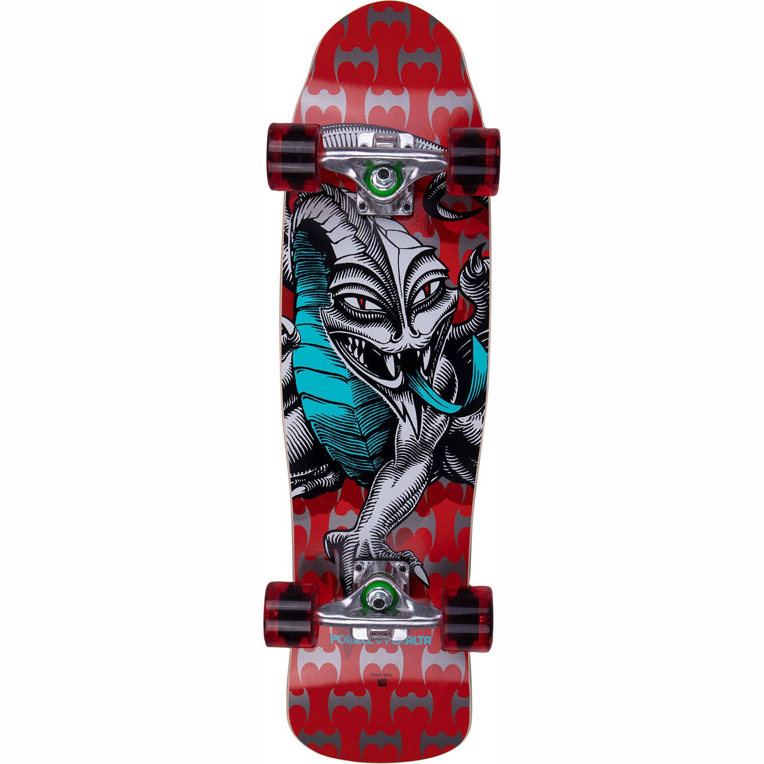 Powell Peralta Mini Cab Dragon Complete Cruiser Skateboard - Red 8"