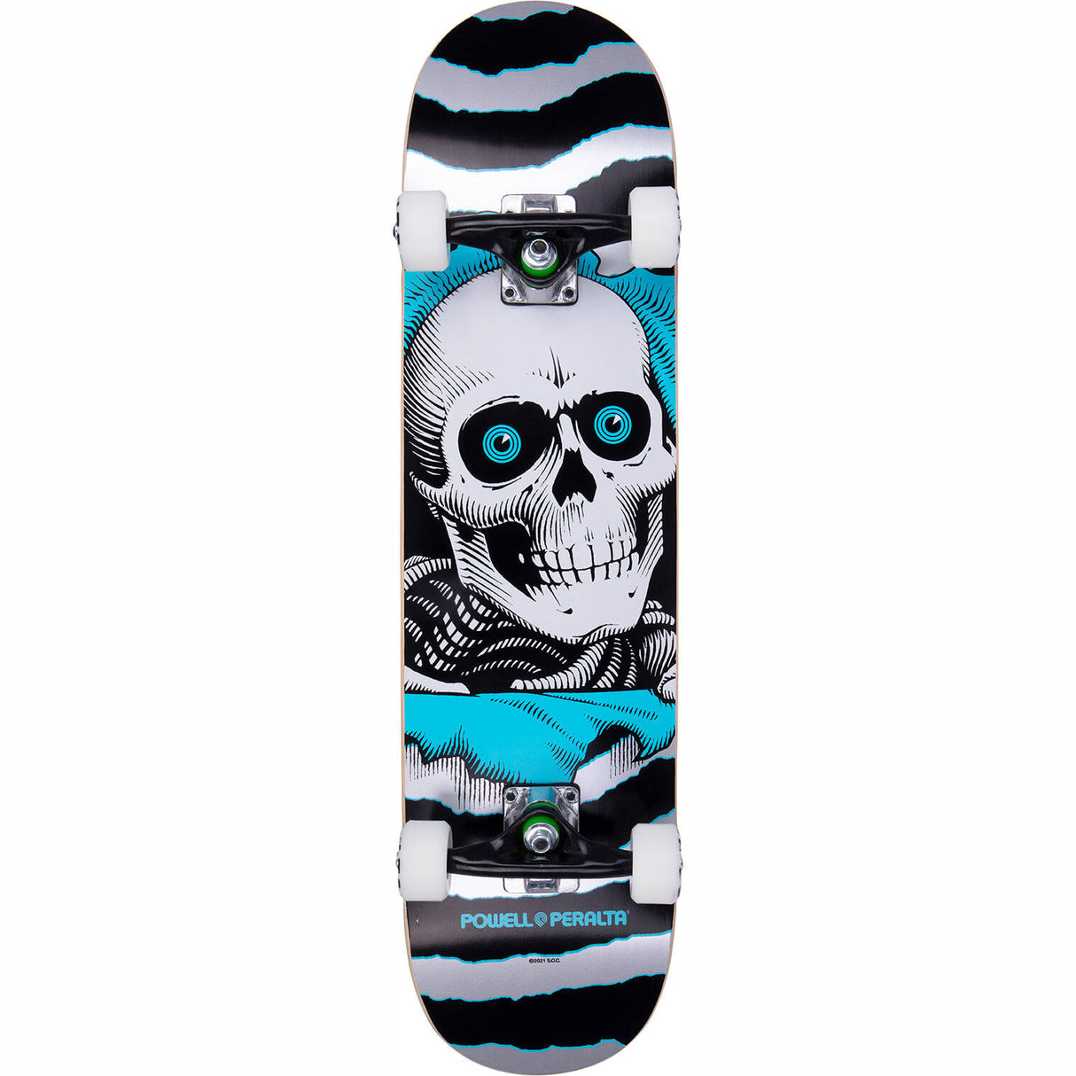 Powell Peralta Ripper One Off Complete Skateboard - Silver/Blue 7.75"