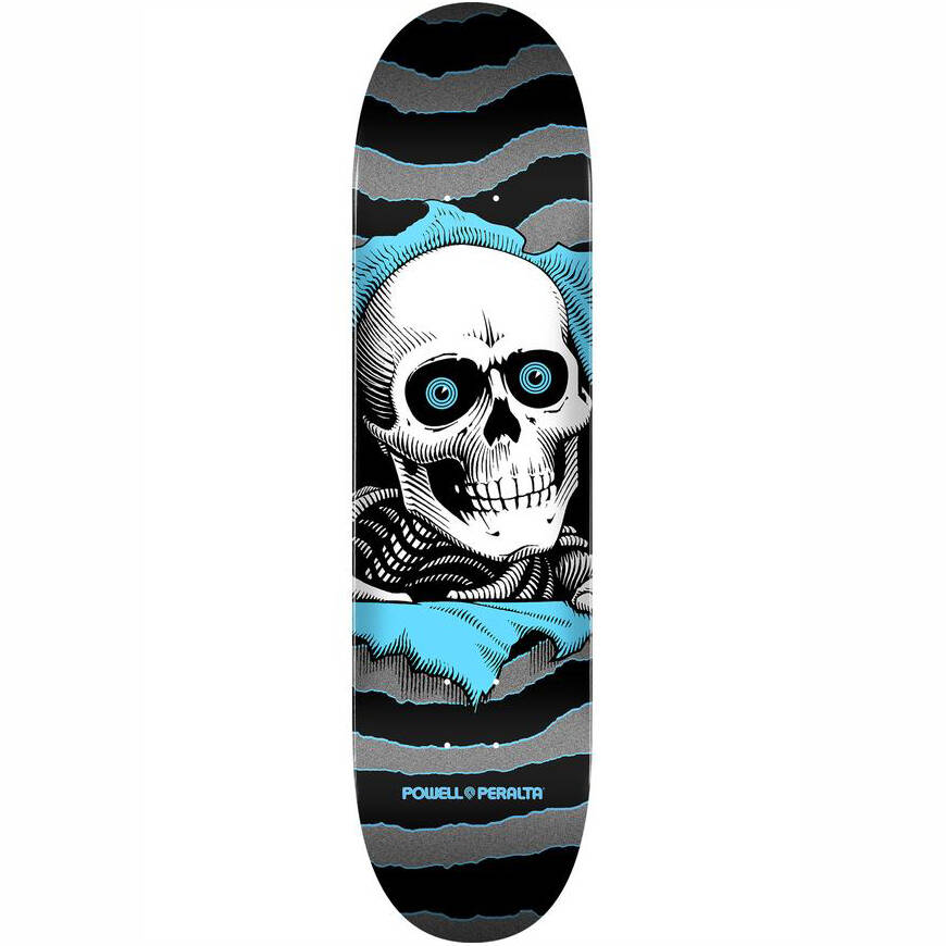 Powell Peralta Ripper One Off Skateboard Deck - Silver/Light Blue 7.75"