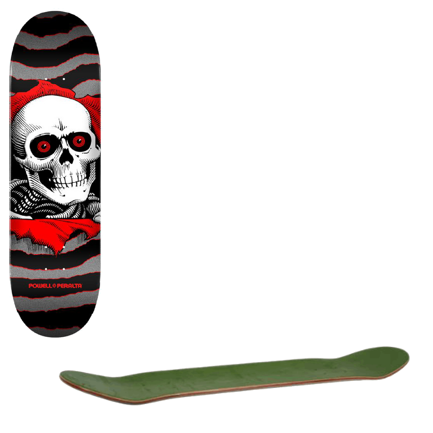 Powell Peralta Ripper Skateboard One Off Deck - Silver/Red 7"