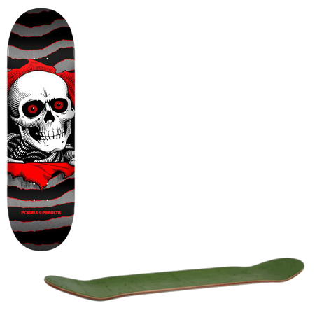 Powell Peralta Ripper Skateboard One Off Deck - Silver/Red 7"