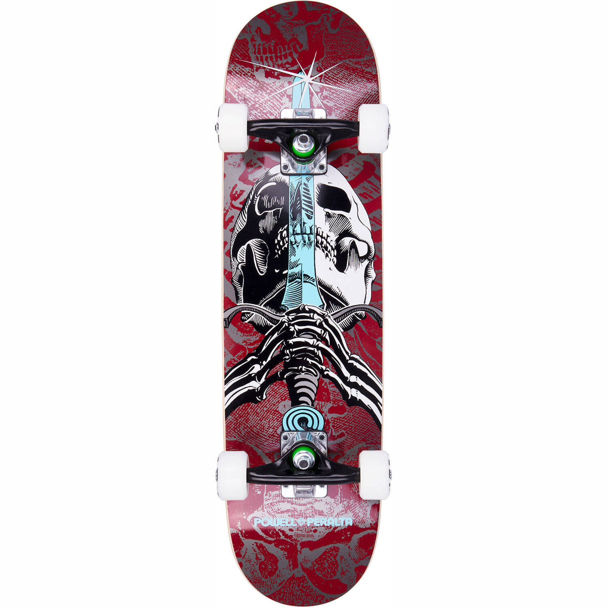 Powell Peralta Skull & Sword One Off Complete Skateboard - Burgundy 7.5"