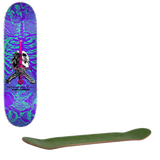Powell Peralta Skull & Sword Shape #248 Skateboard Deck - Turquoise/Purple 8.25''
