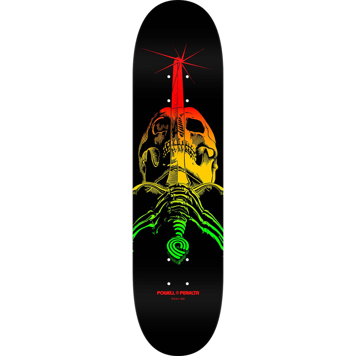 Powell Peralta Skull & Sword Skateboard Deck - Rasta Fade 9"