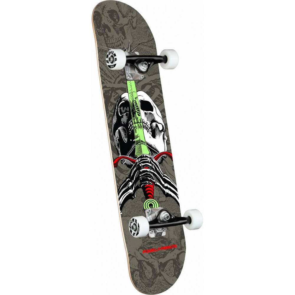 Powell Peralta Skull &amp; Sword One Off #191 Mini Complete Skateboard - Grey 7.5''