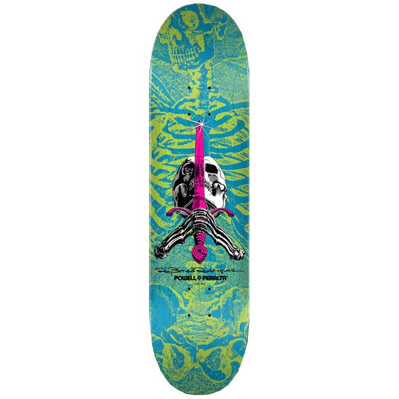 Powell Peralta Skull &amp; Sword #243 Skateboard Deck - Blue 8.25''