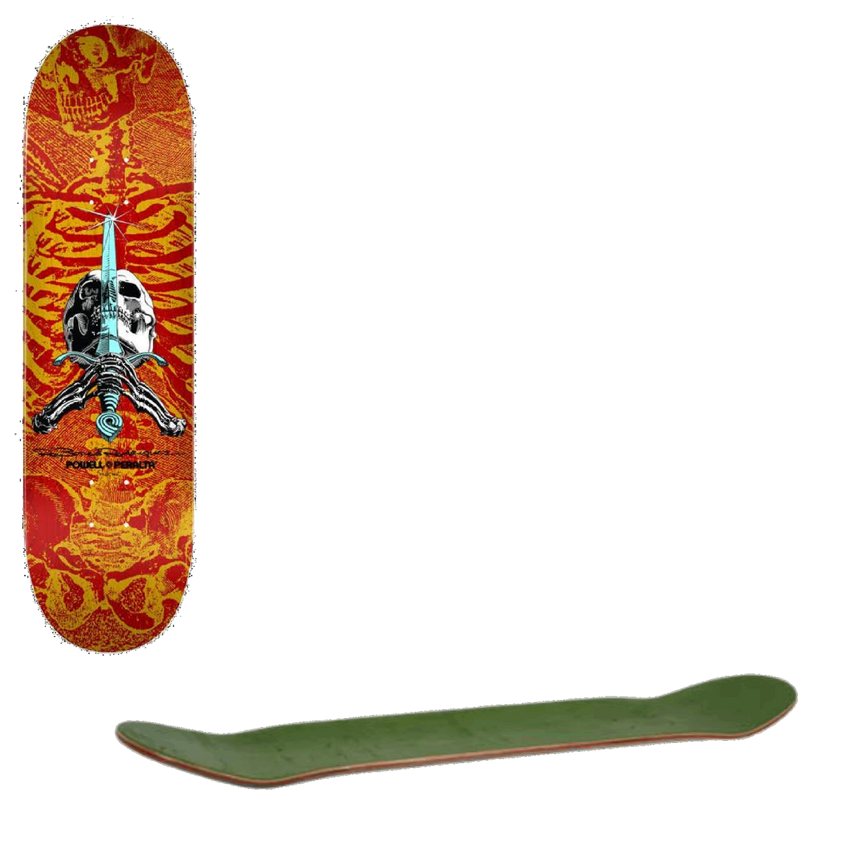 Powell Peralta Skull & Sword #242 Skateboard Deck - Red 8''