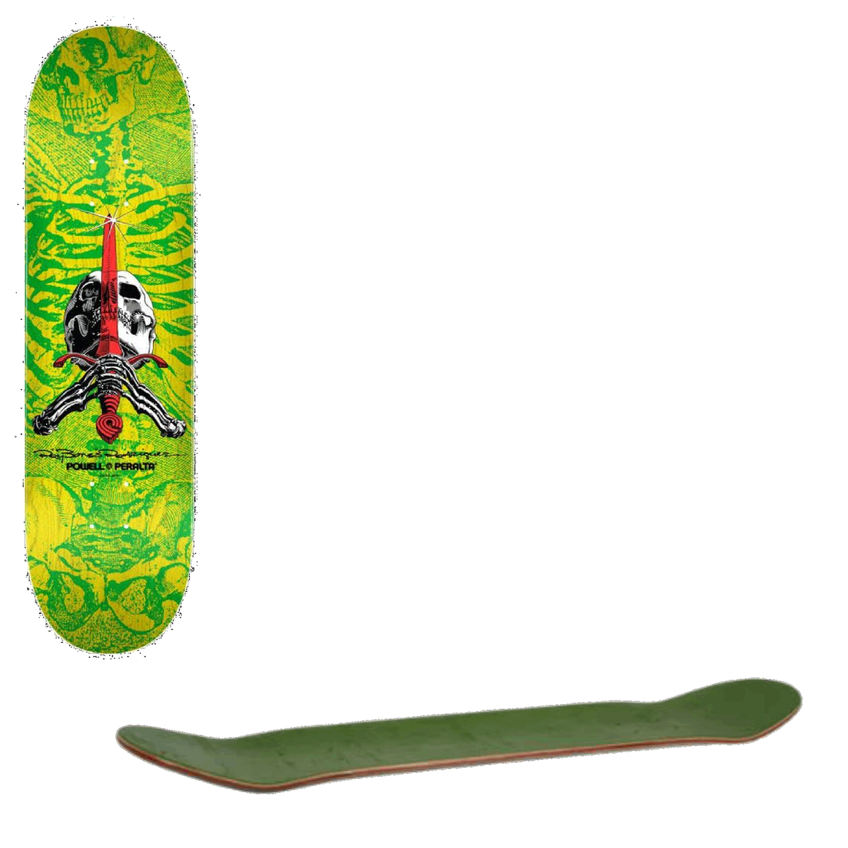 Powell Peralta Skull & Sword #244 Skateboard Deck - Yellow 8.5''