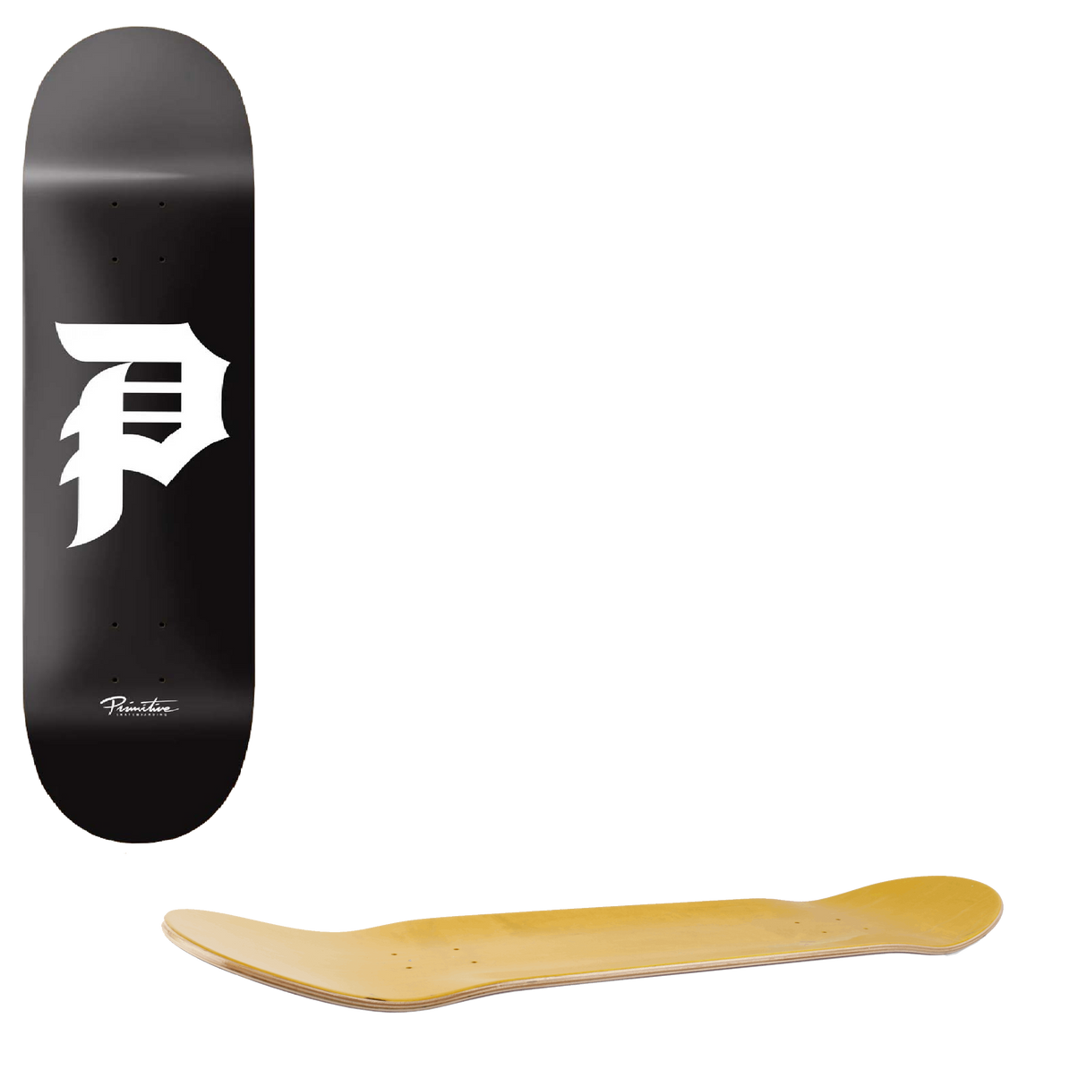 Primitive Dirty P Core Skateboard Deck - Black/White 8.5"