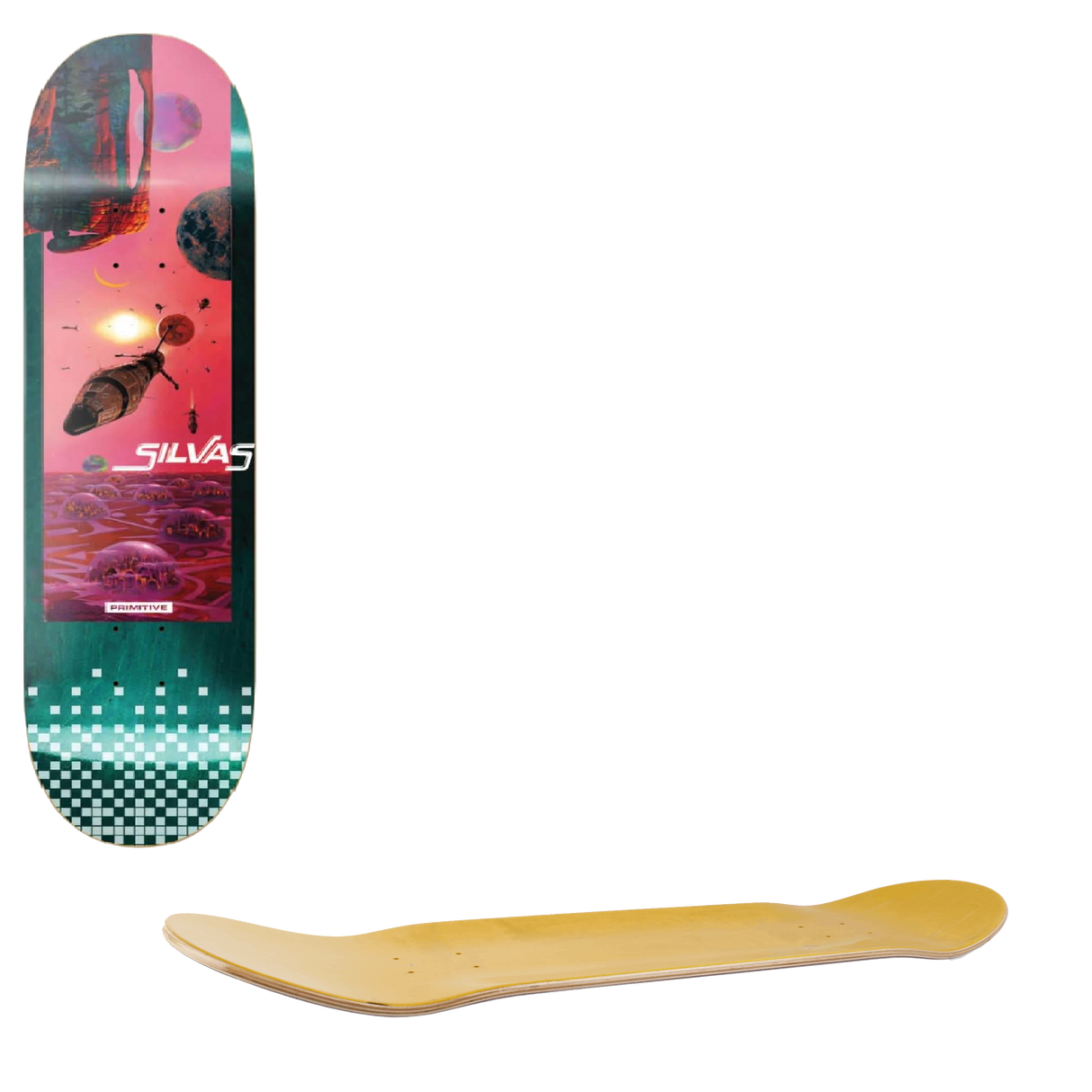 Primitive New Worlds Skateboard Deck - Silvas 8"