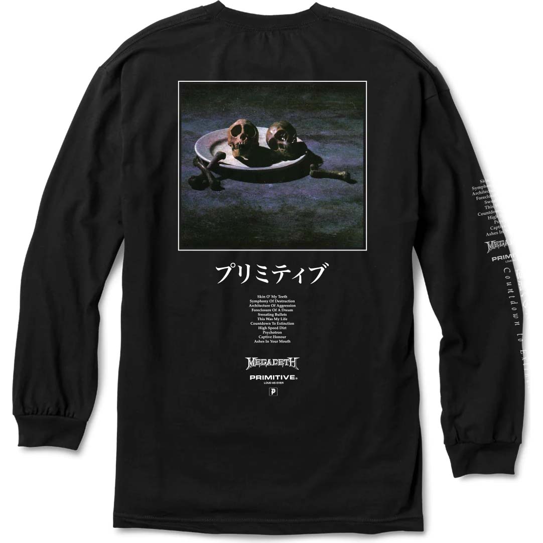 Primitive X Megadeth Skins Long Sleeve T Shirt - Black