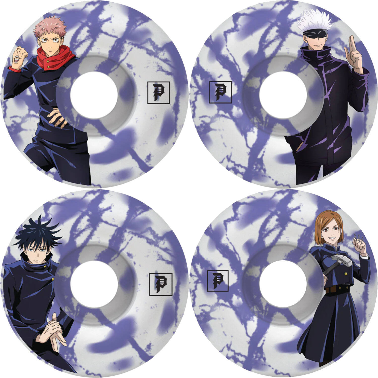Primitive x Jujutsu Kaisen Skateboard Wheels - White 54mm