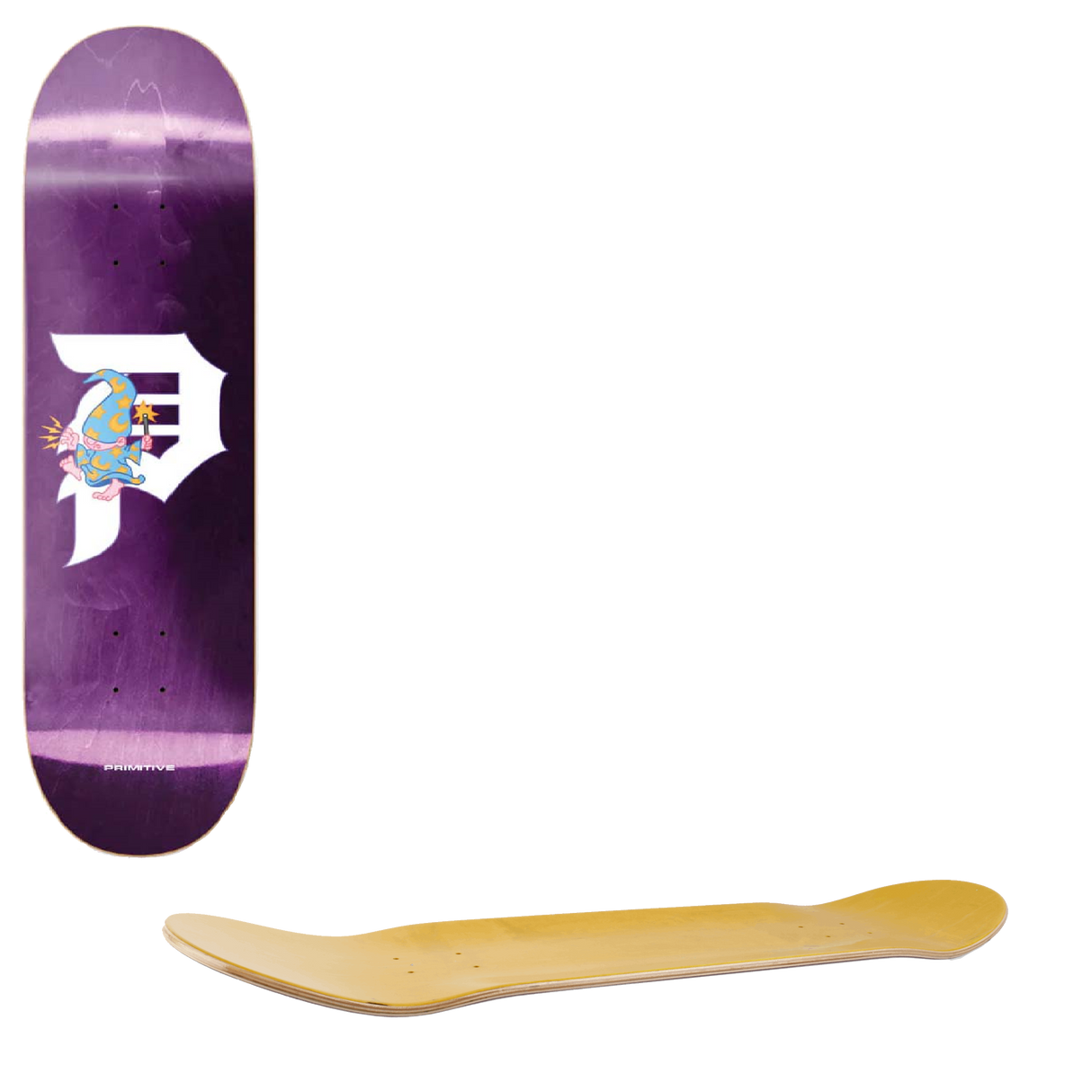 Primitive Wiz Team Skateboard Deck - Purple 8"