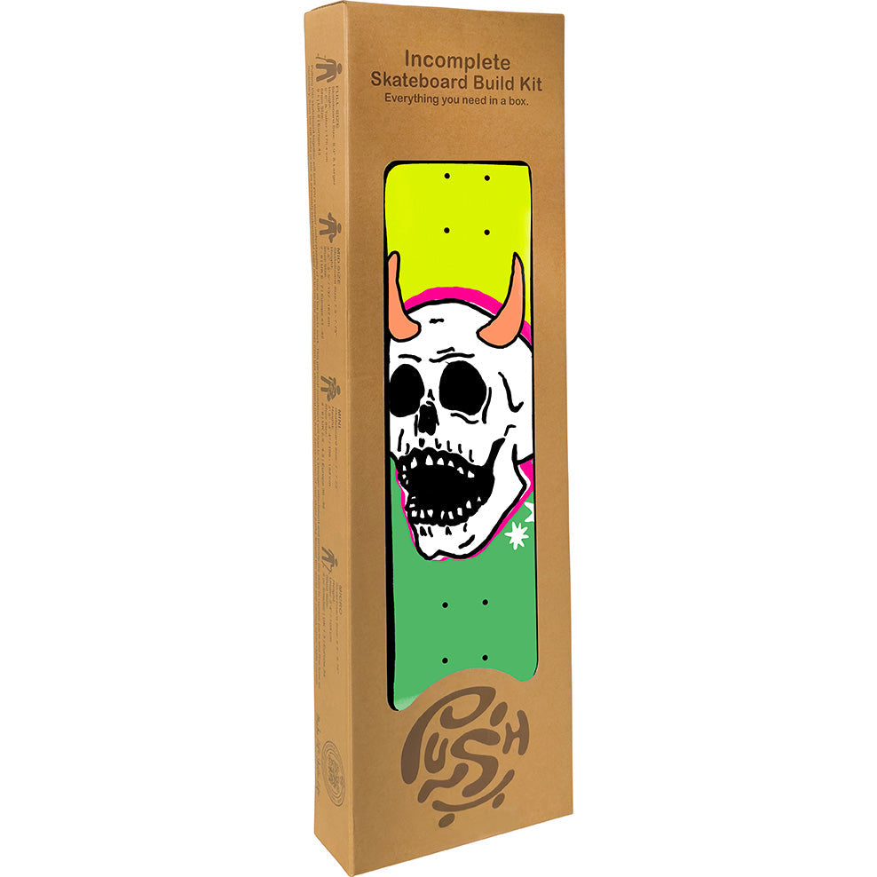 Push Skull Horns Complete Skateboard Kit - Lime Green 8"
