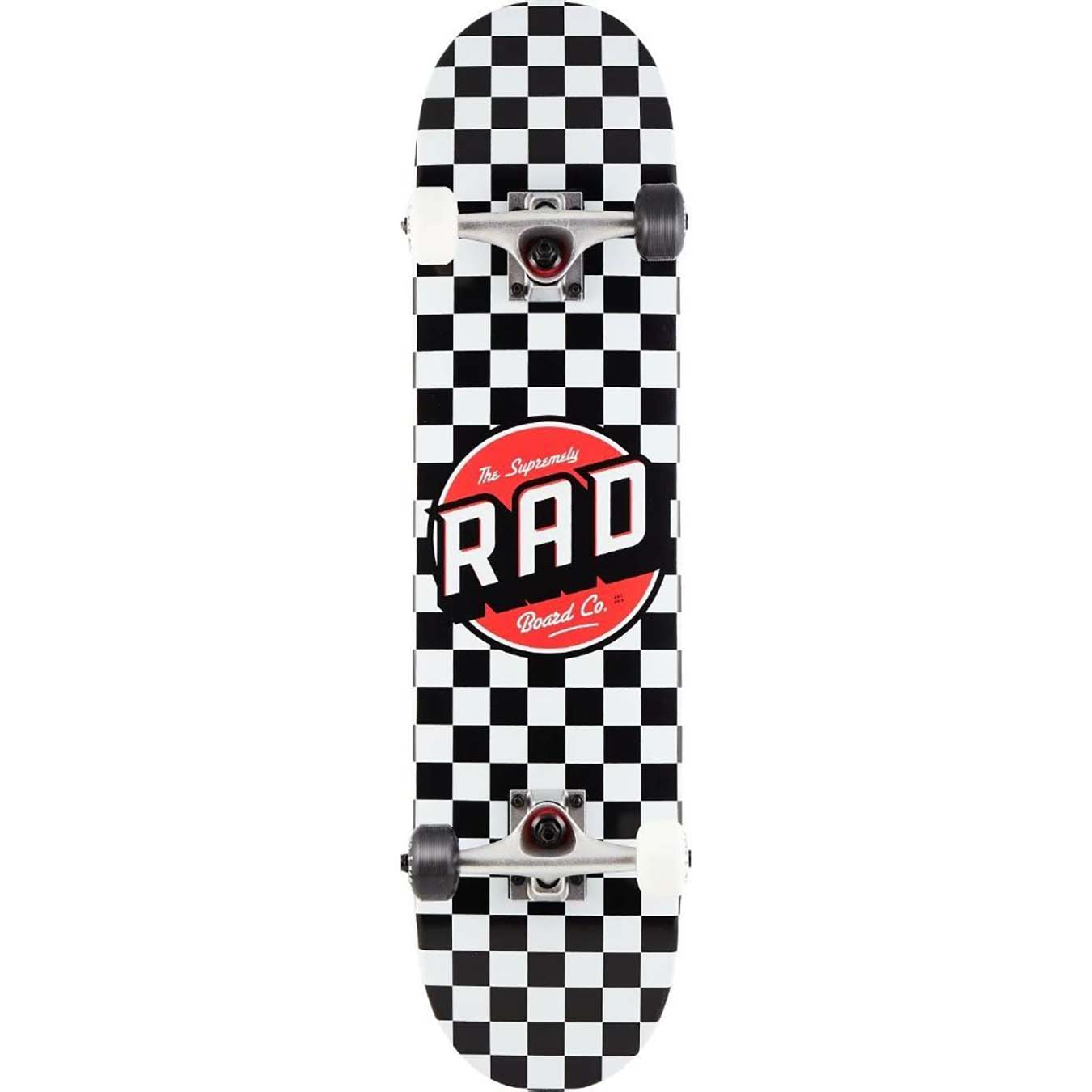 Rad Dude Crew Checkered Complete Skateboard - Black/White 8"