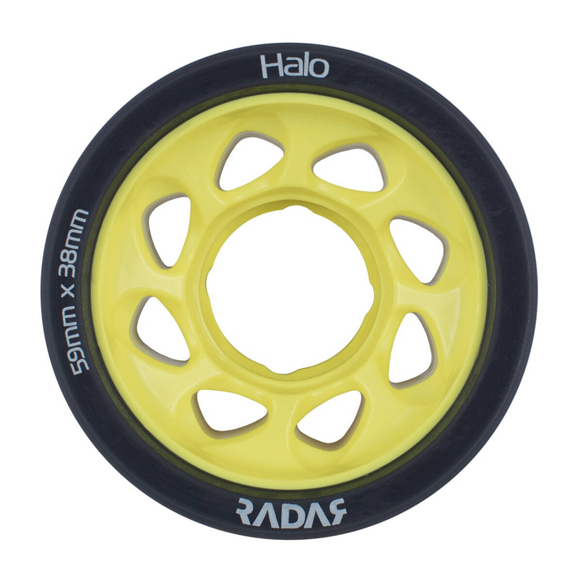 Radar Halo 59mm Roller Skate Wheels - Charcoal/Yellow 91A (Pack of 4)