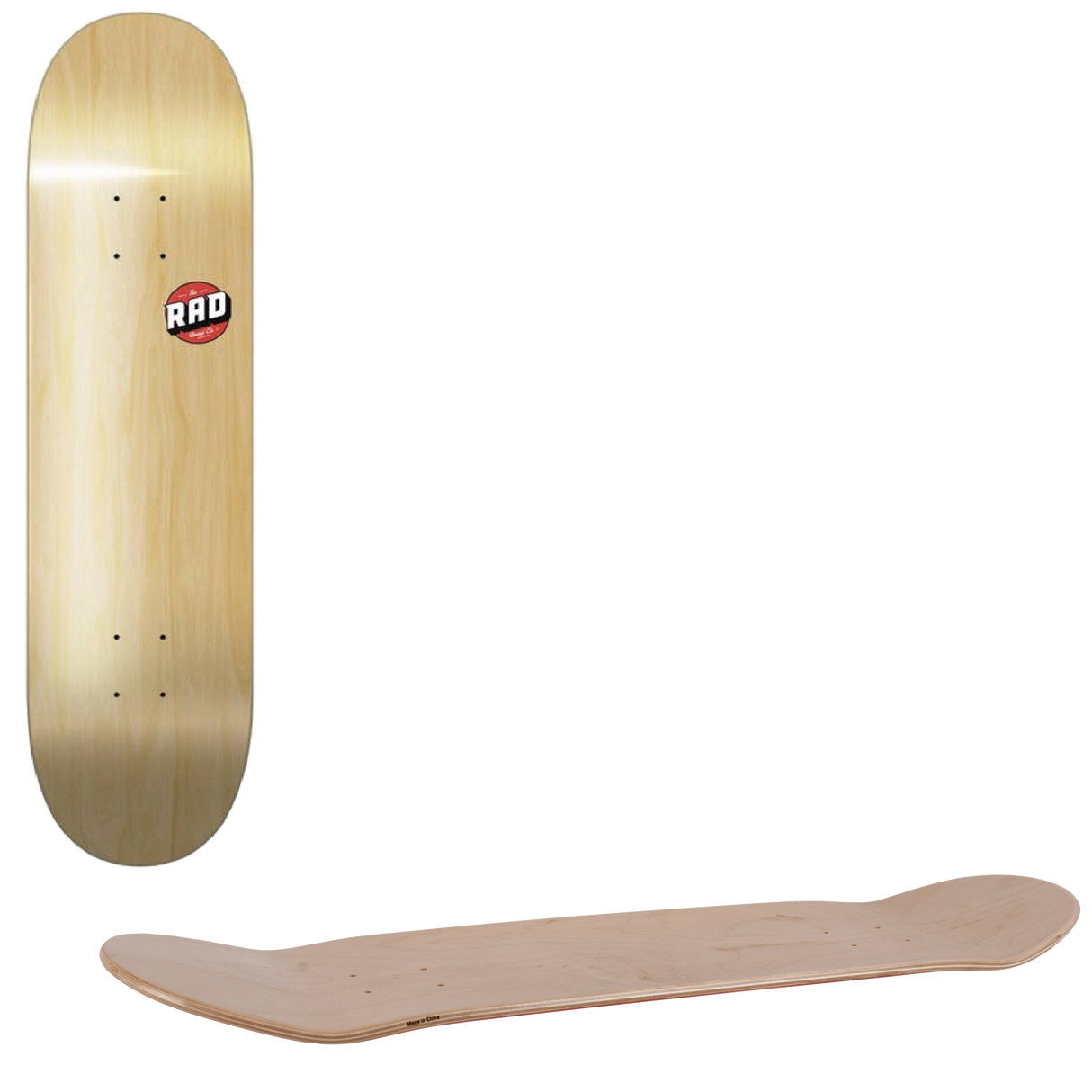 Rad Blank Logo Skateboard Deck - Natural 8.25''