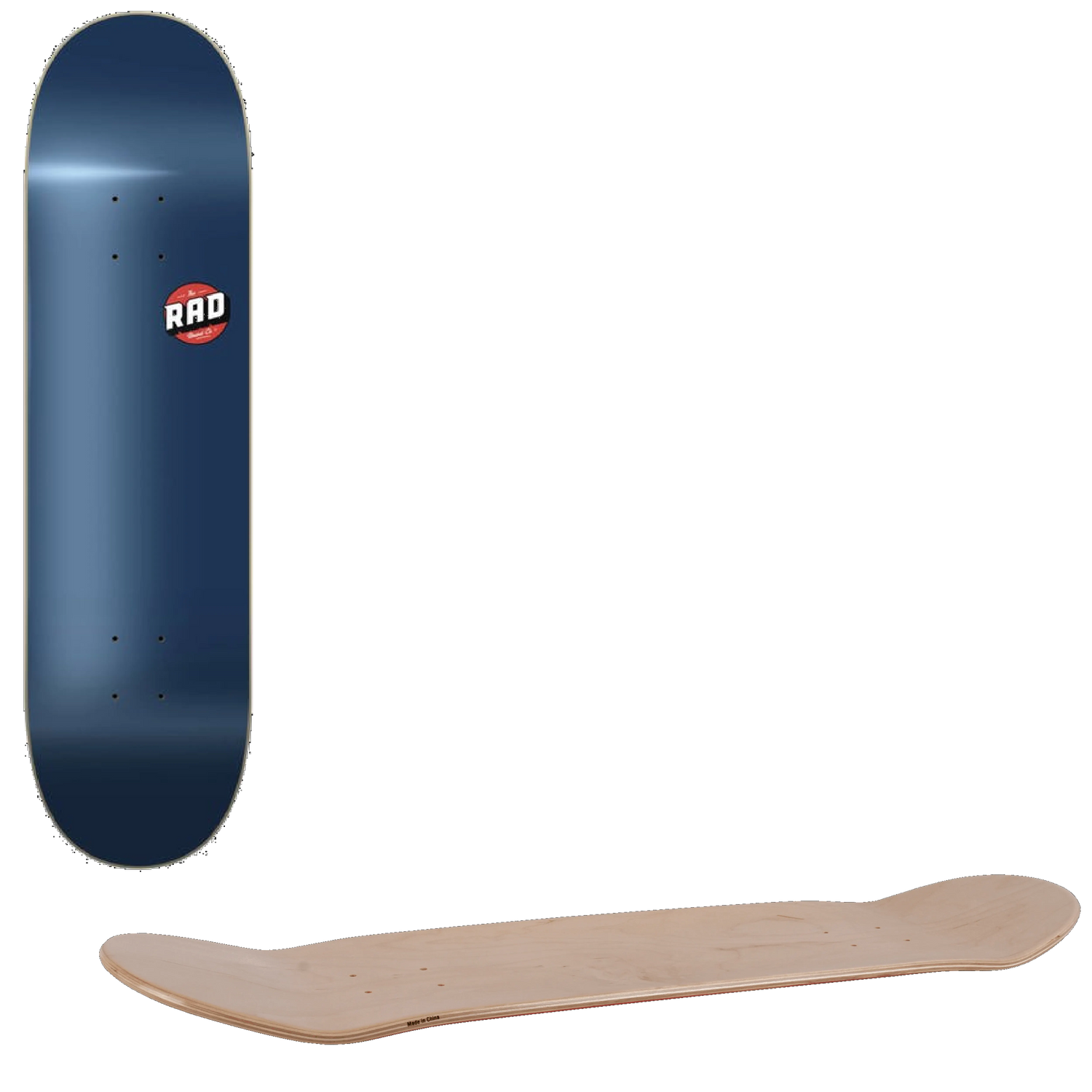Rad Blank Logo Skateboard Deck - Navy 8''