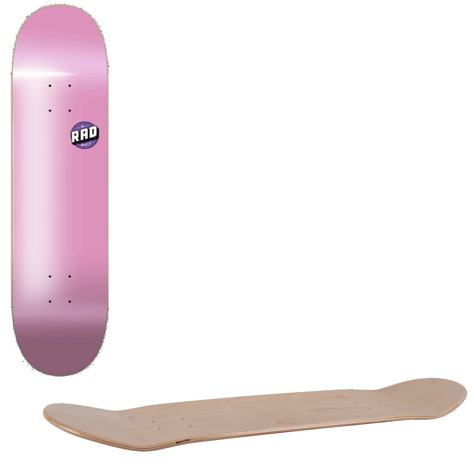 Rad Blank Logo Skateboard Deck - Pink 7.75''
