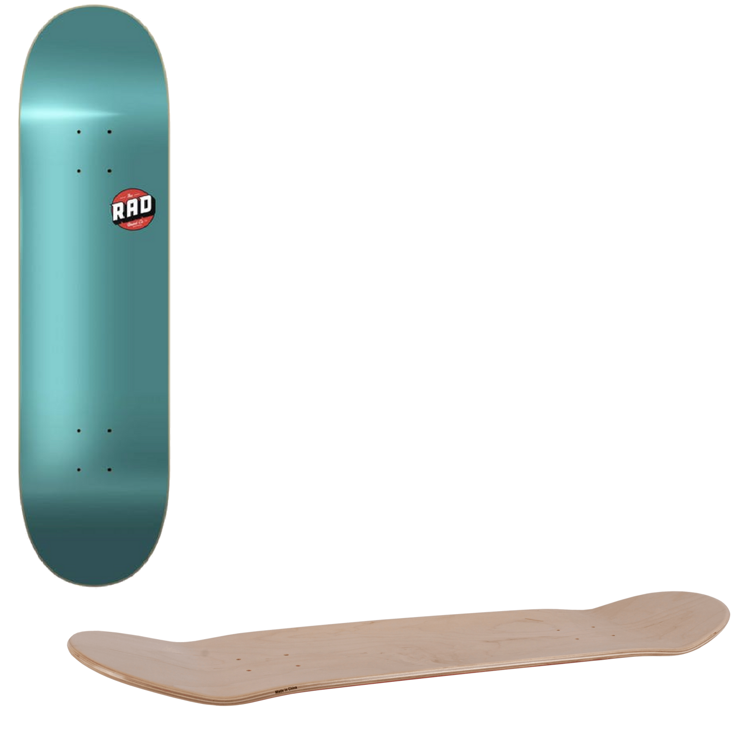 Rad Blank Logo Skateboard Deck - Teal 7.75''