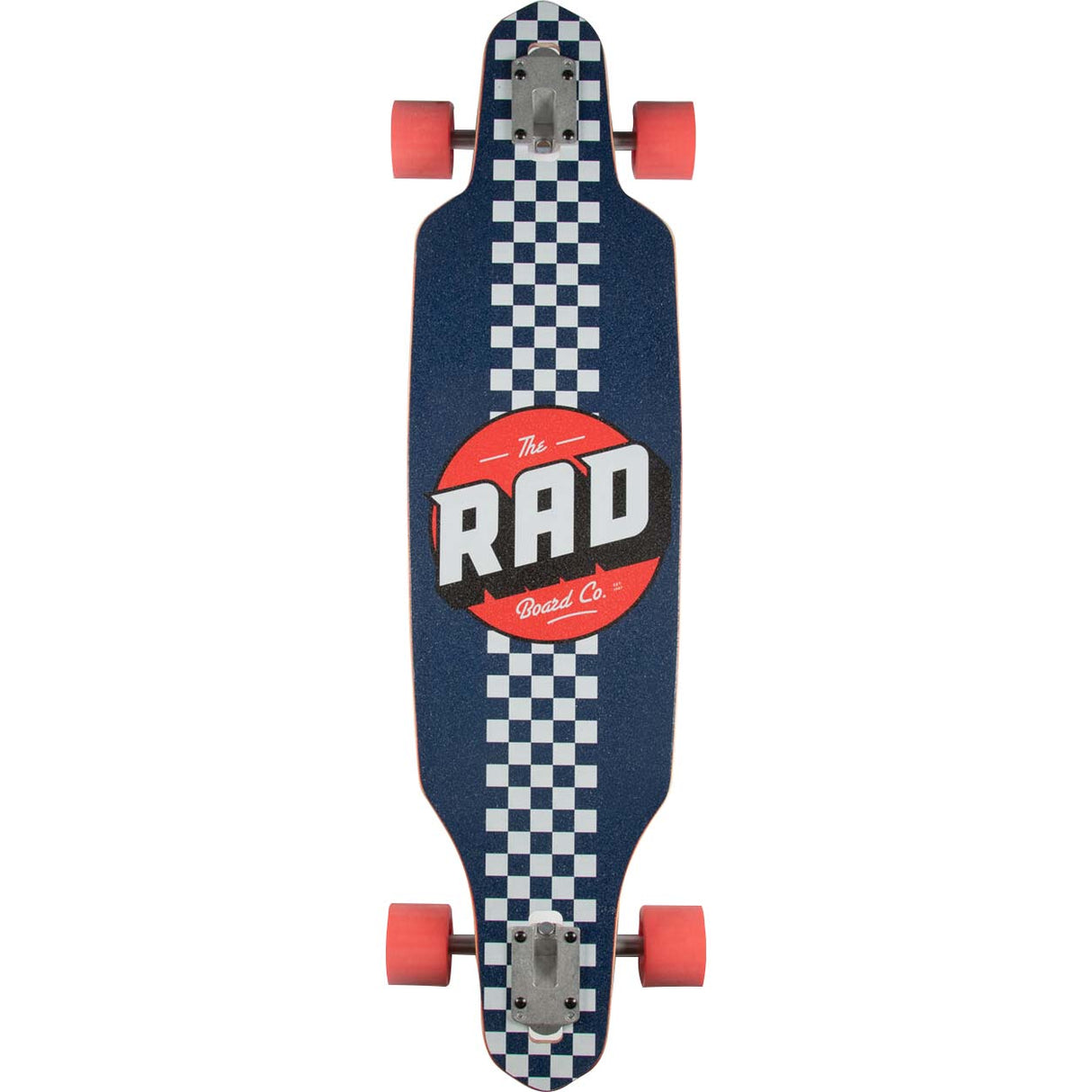 Rad Checkers Stripe Drop Through Complete Longboard - Navy/White 36"