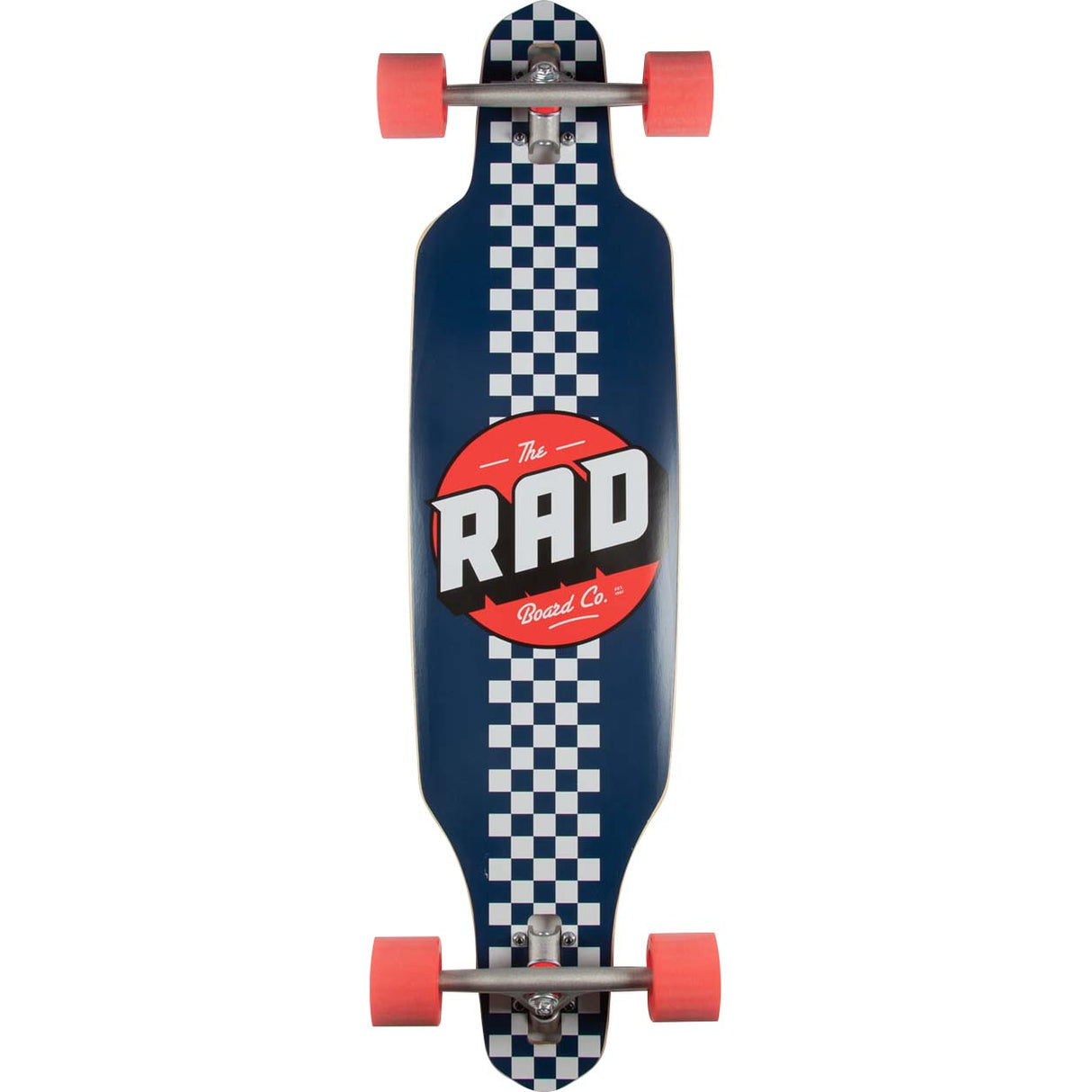 Rad Checkers Stripe Drop Through Complete Longboard - Navy/White 36"