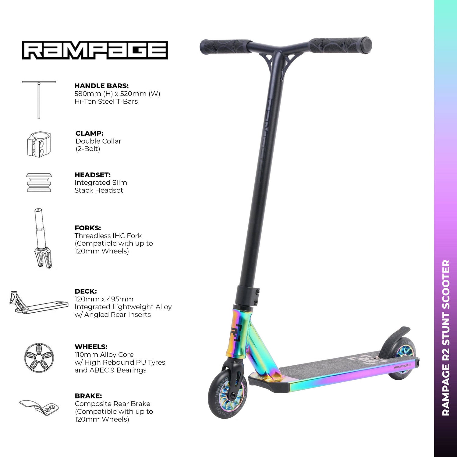 Rampage R2 2023 Complete Stunt Scooter - Neochrome
