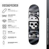Rampage Bonehead Complete Skateboard 8'' - Black