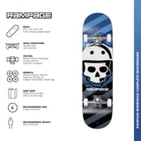 Rampage Bonehead Complete Skateboard 8'' - Blue