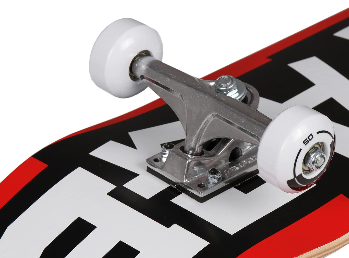 Rampage Block Logo Complete Skateboard - Red/Black 7.75"