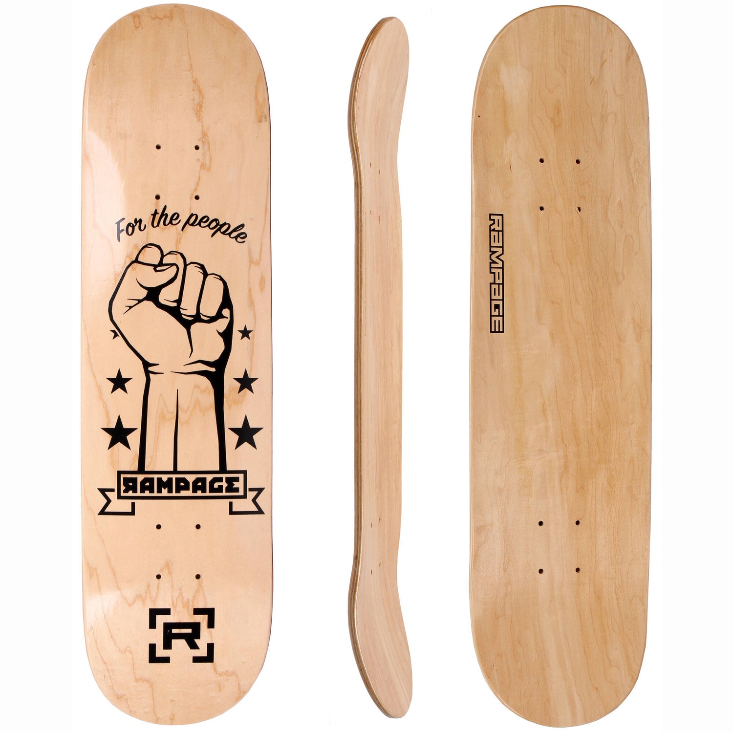 Rampage FTP Skateboard Deck - Natural 8.25''