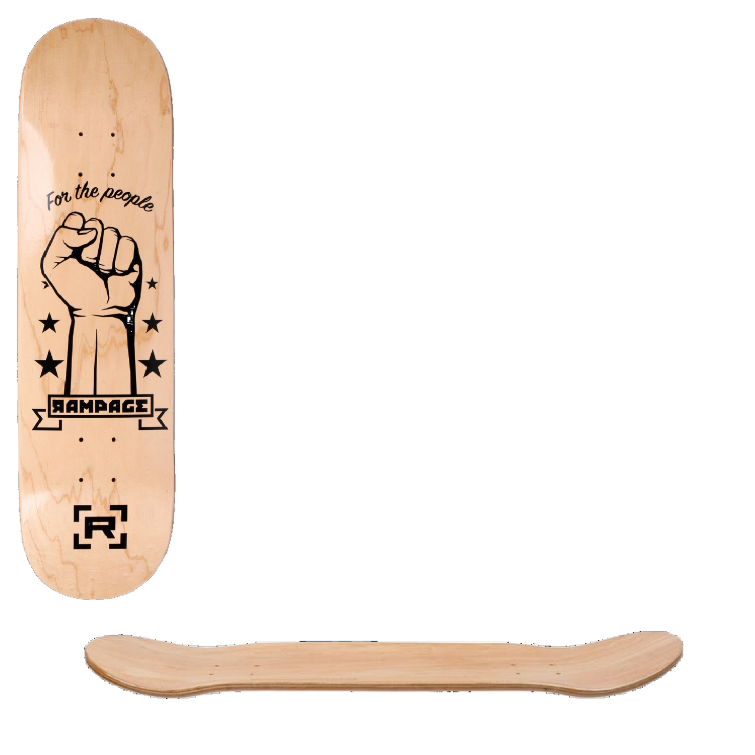 Rampage FTP Skateboard Deck - Natural 8''