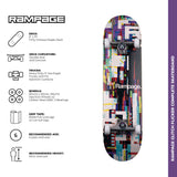 Rampage Glitch Flicker Complete Skateboard - Multi 8''