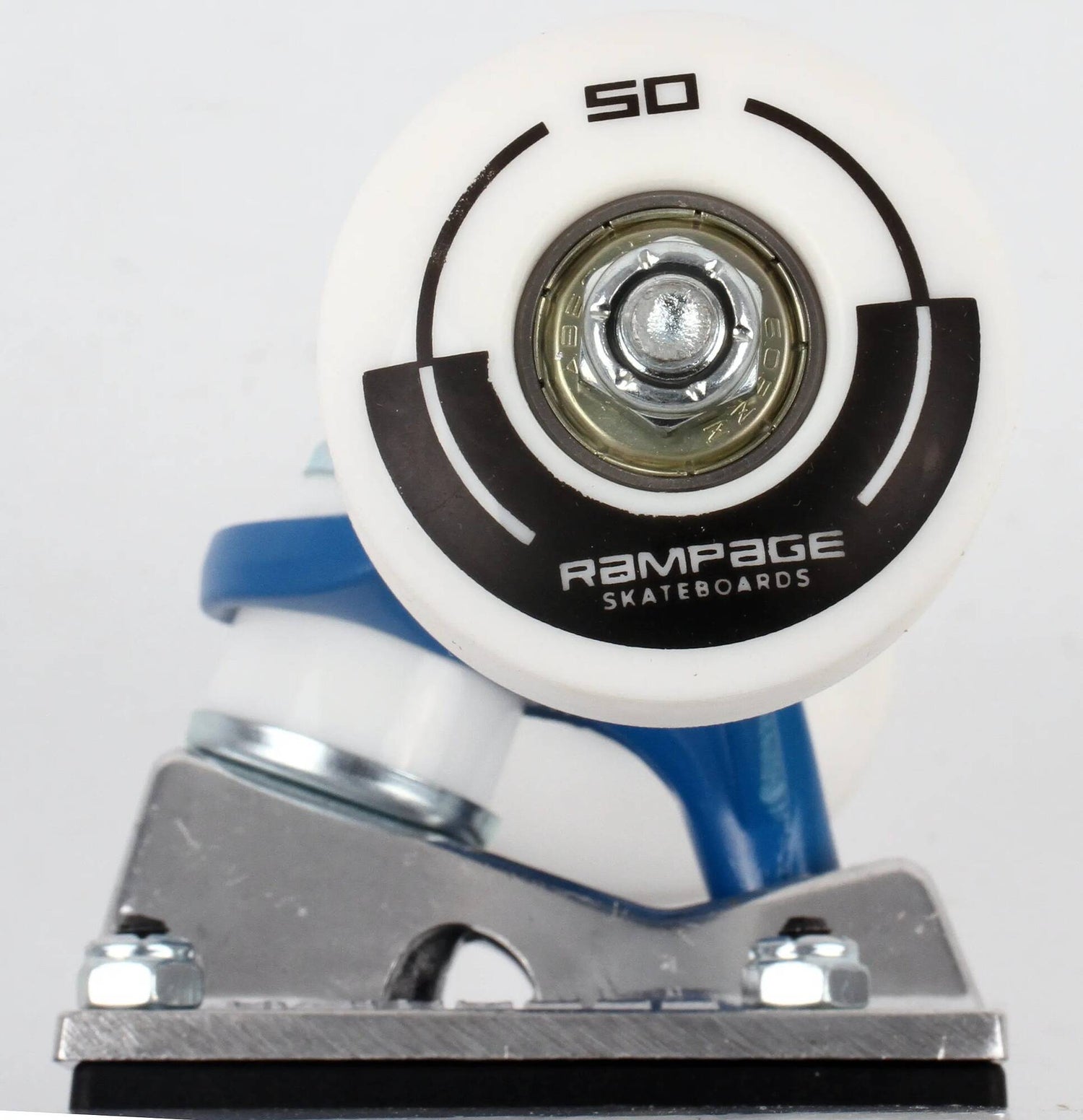 Rampage Block Logo Complete Skateboard - Blue/White 8''