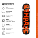 Rampage Block Logo Complete Skateboard - Orange/Grey 8''