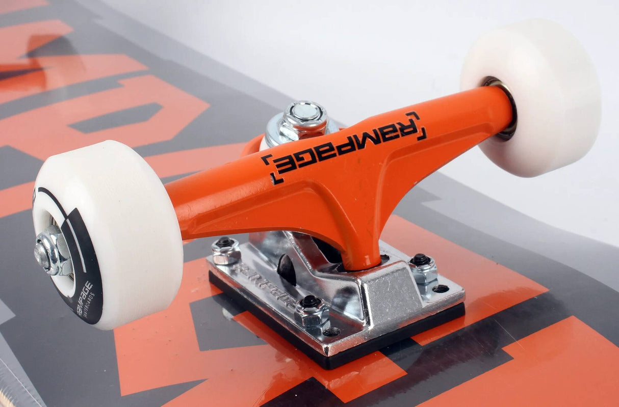 Rampage Block Logo Complete Skateboard - Orange/Grey 8''