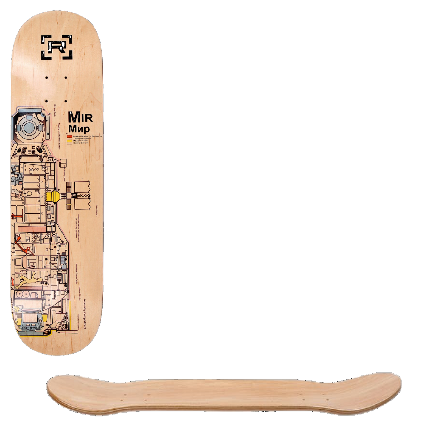 Rampage MIR Schematic Skateboard Deck - Natural 8.25''