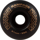 Rampage 99A Skateboard Wheels Black/Gold - 51 x 30mm
