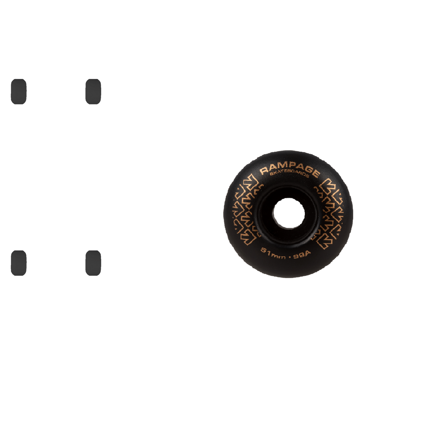 Rampage 99A Skateboard Wheels Black/Gold - 51 x 30mm