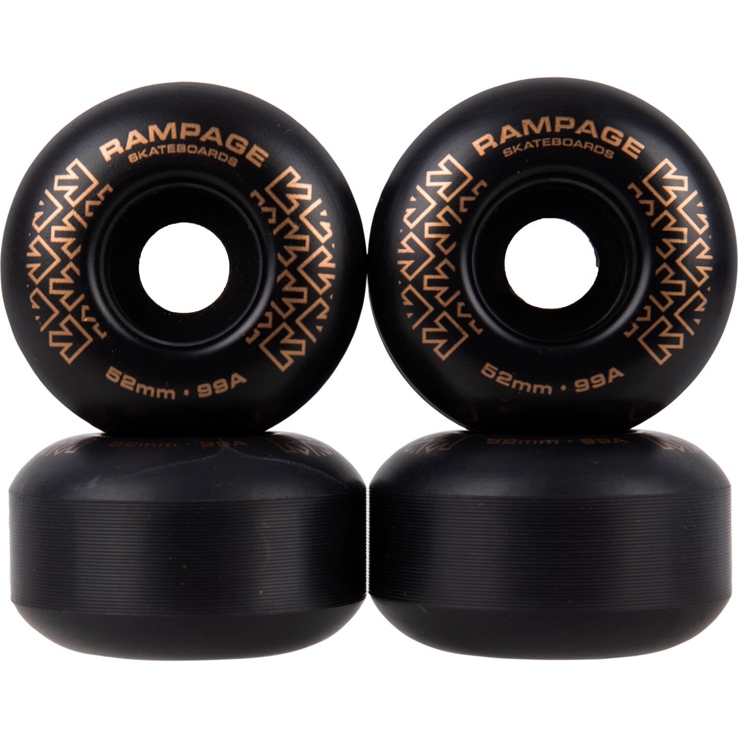Rampage 99A Skateboard Wheels - Black/Gold 52 x 31mm